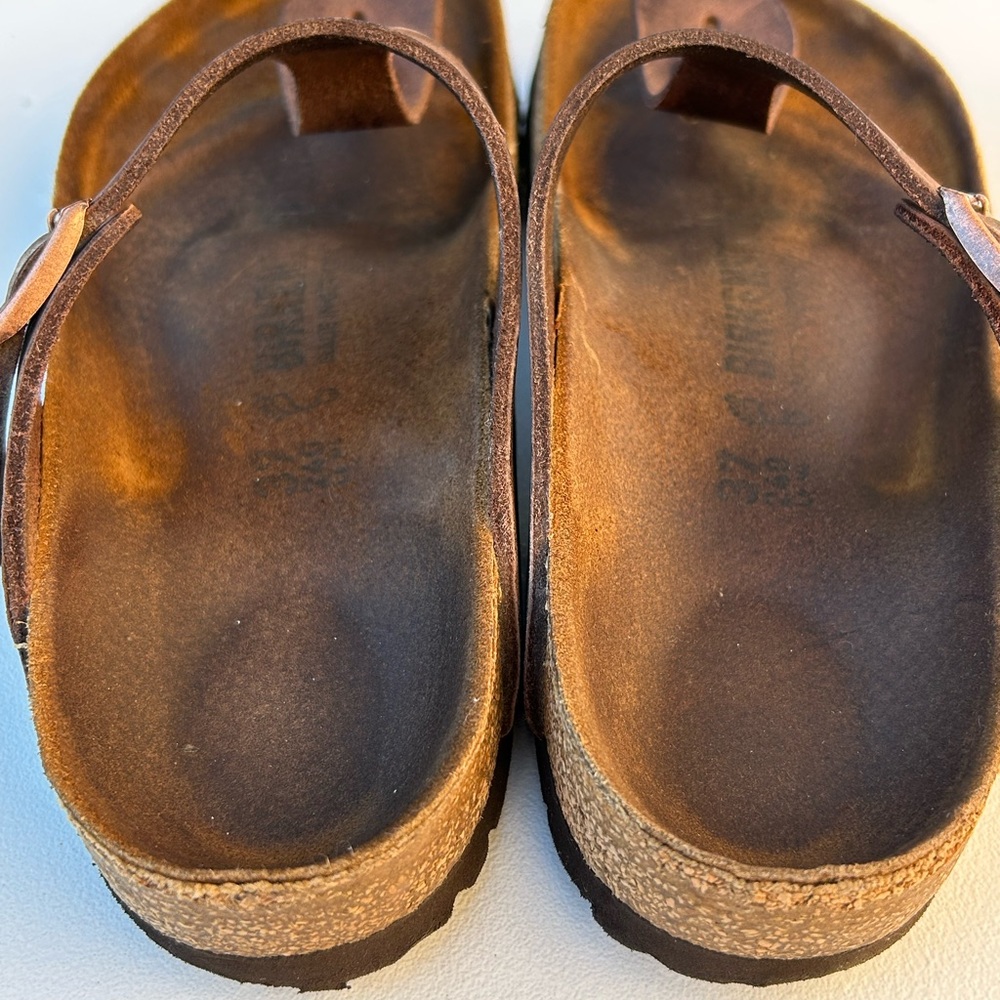 Birkenstock Gizeh Brown Leather Thong Sandals Size 39 W8 M6 - Picture 6 of 8